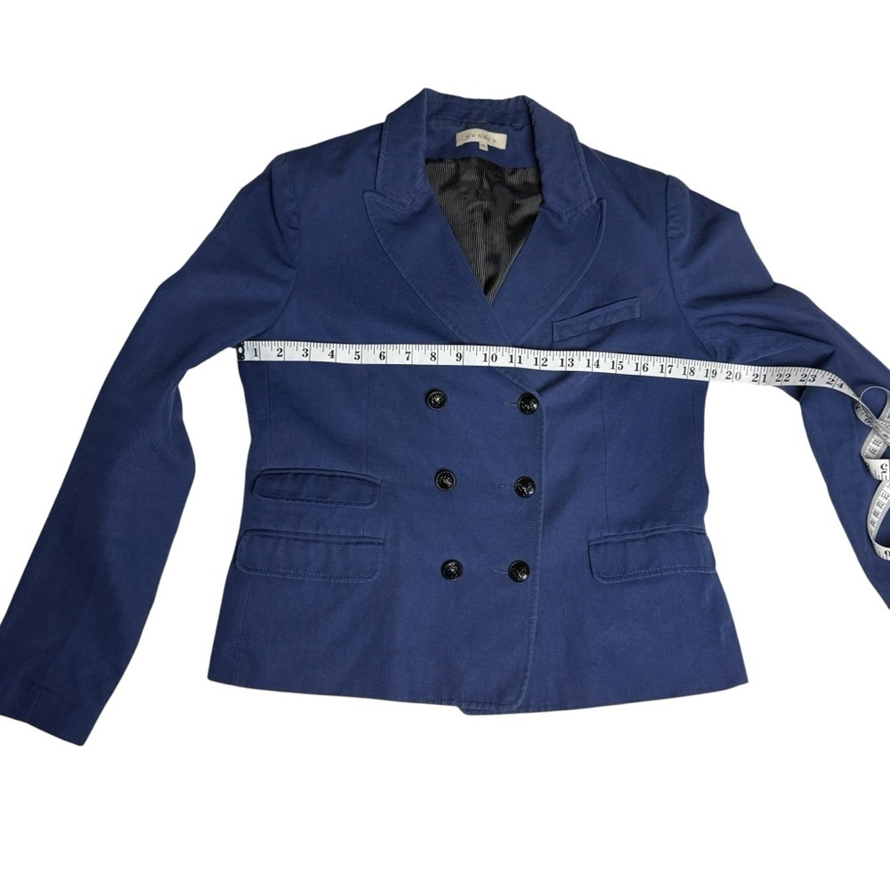 Sandro Blue Double Breasted Blazer Jacket SZ 42 10 Cotton Preppy Classic Fall - Picture 5 of 7